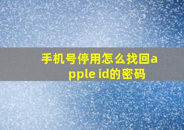 手机号停用怎么找回apple id的密码